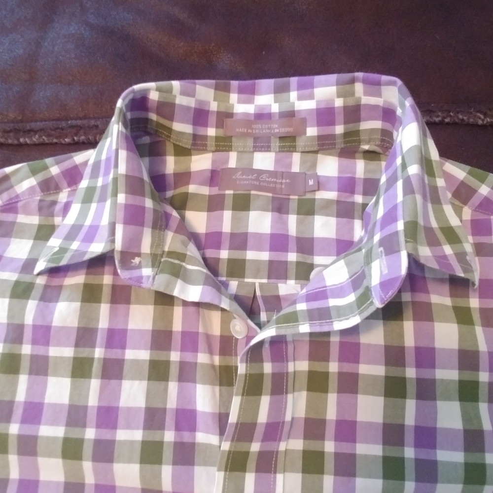White Green Purple Check Button Down - Picture 3 of 6